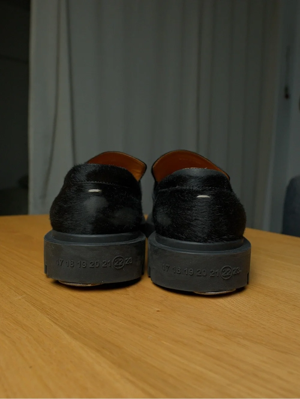 Maison Margiela Calf Hair Pony Hair Lug Sole Loafers Black Size 42